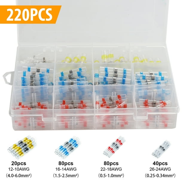 100pc 12-10AWG Connector Heat Shrink Butt Connectors Terminals Electrical Copper